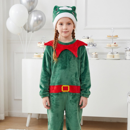 Lilo Flannel Christmas Pyjama Romper - Green Elf