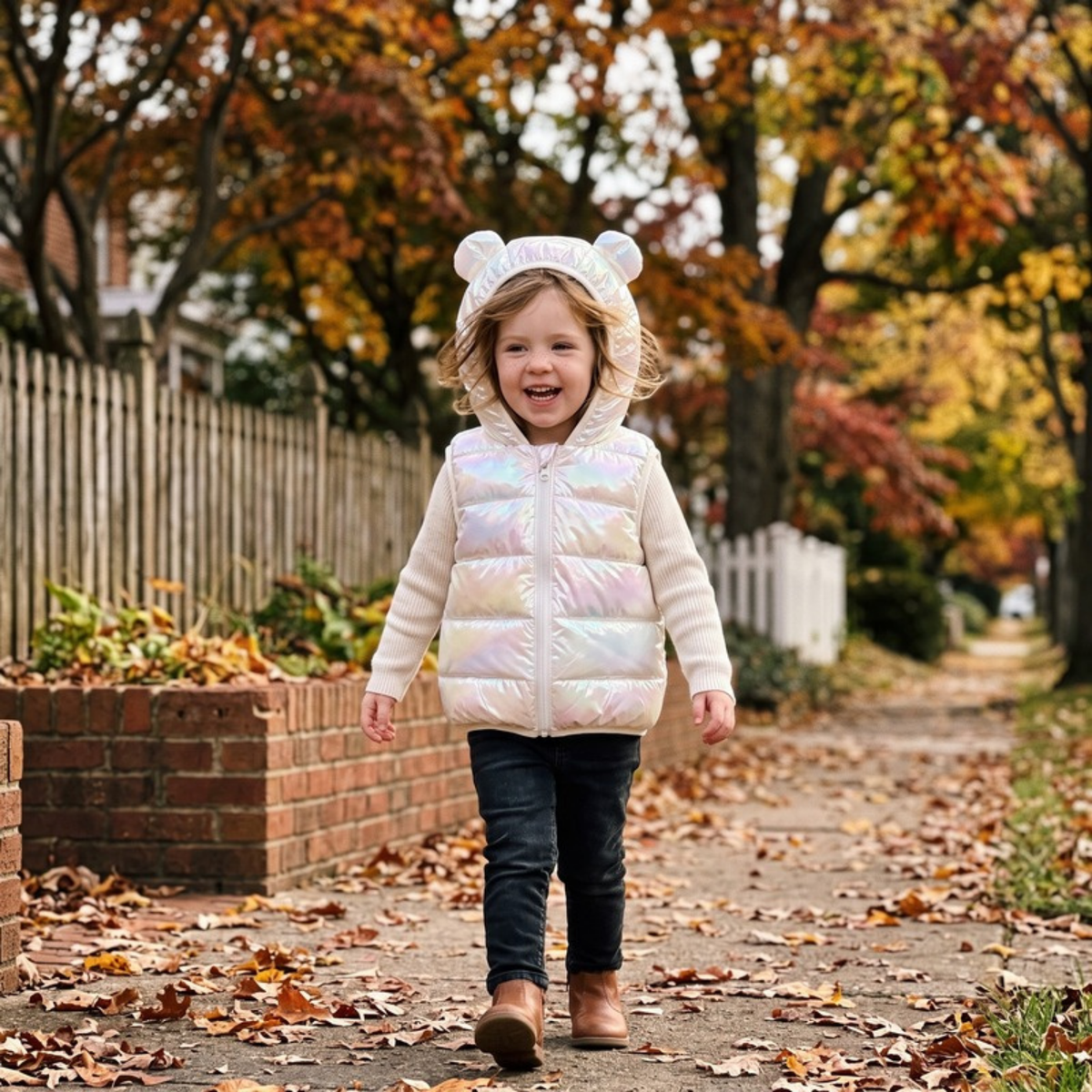 Lilo Hooded Puffer Vest - Pearl White