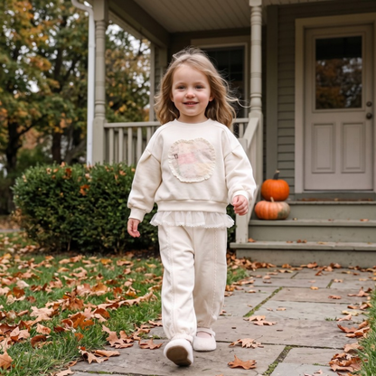 Lilo Fleece Sweatshirt and Pants Set - Cream