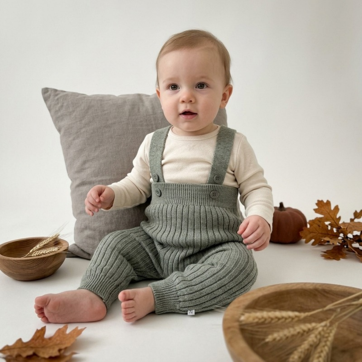 Lilo Knit Baby Overalls - Sage