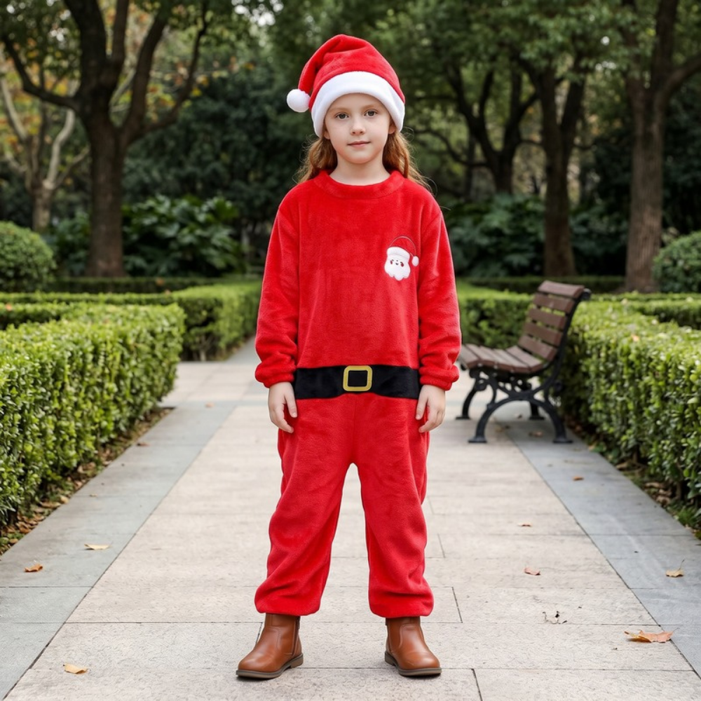 Lilo Flannel Christmas Pyjama Romper - Red Santa