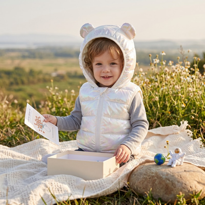 Lilo Hooded Puffer Vest - Pearl White