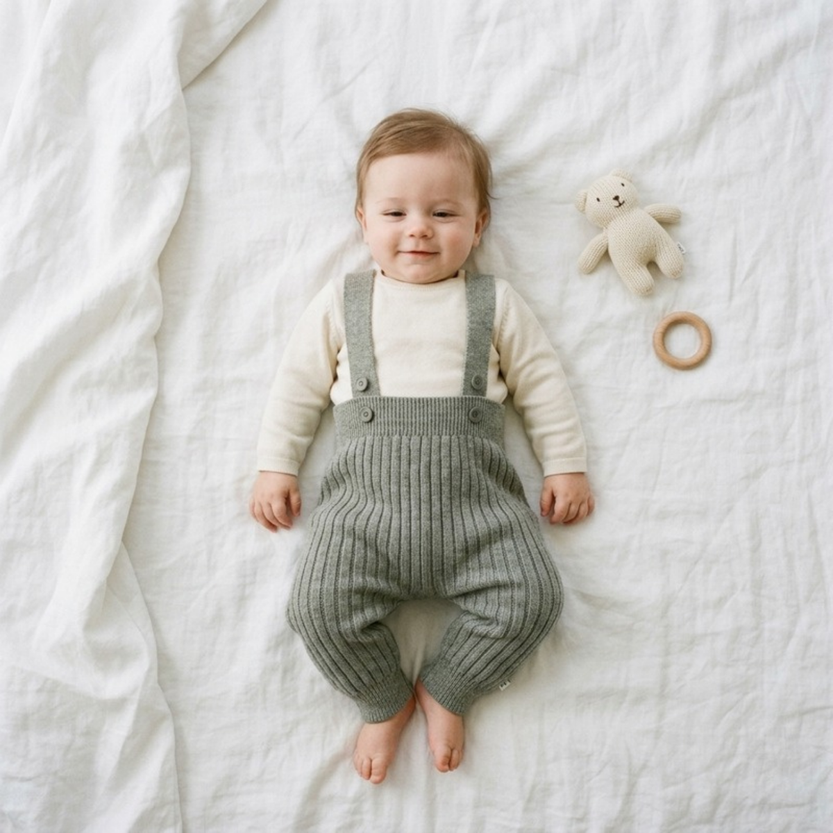 Lilo Knit Baby Overalls - Sage