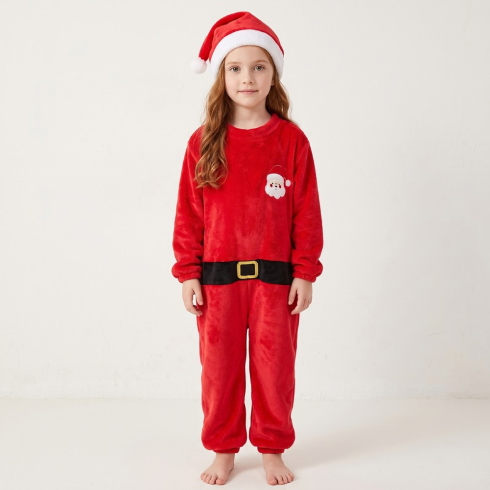 Lilo Flannel Christmas Pyjama Romper - Red Santa