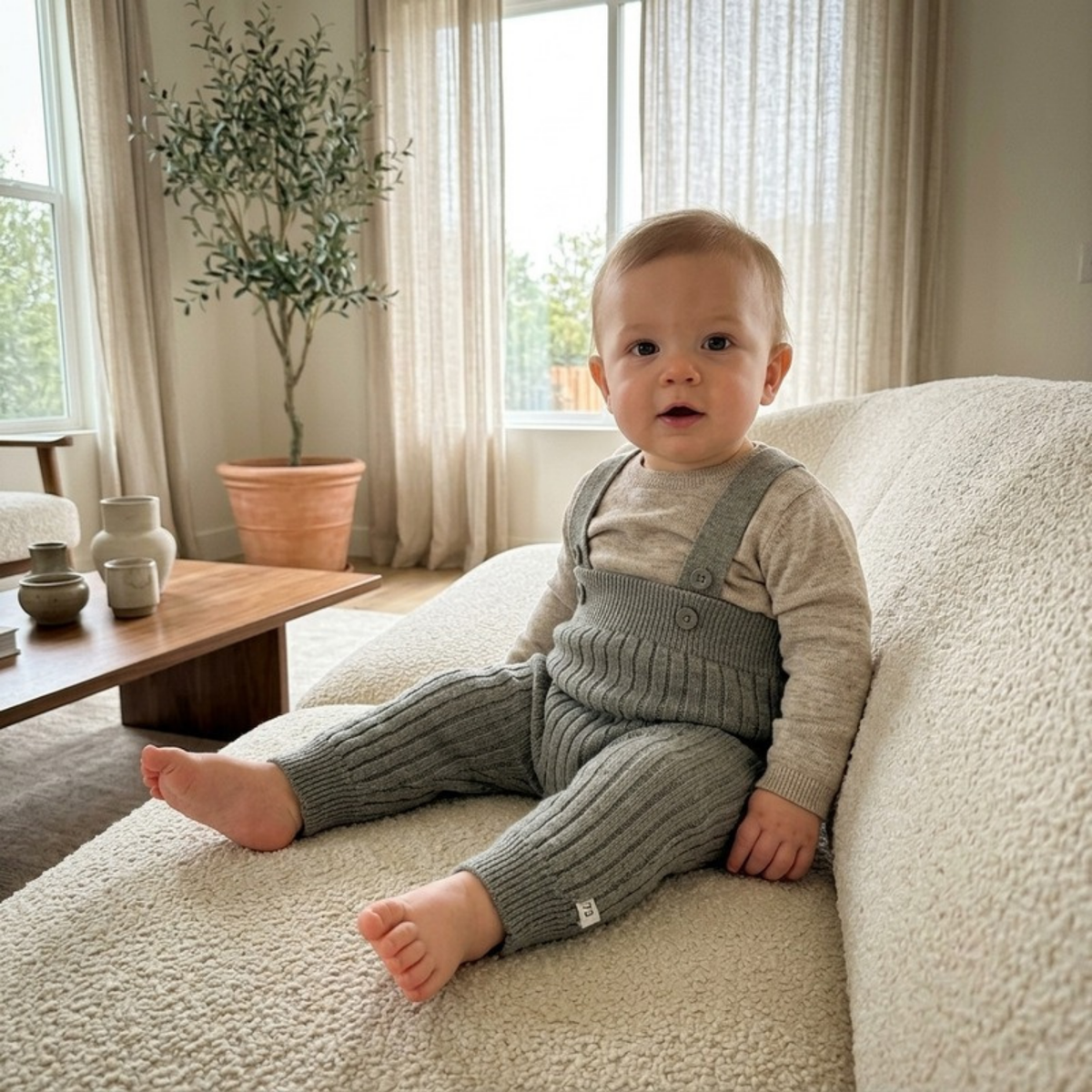 Lilo Knit Baby Overalls - Sage