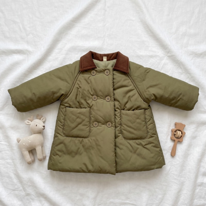 Lilo Double Breasted Padded Winter Coat - Army Green