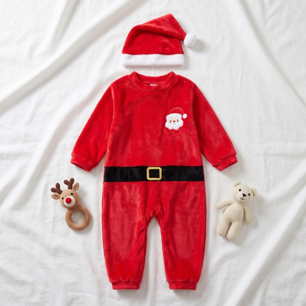 Lilo Flannel Christmas Pyjama Romper - Red Santa