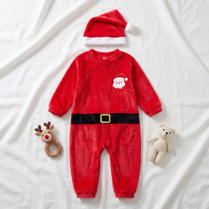 Lilo Flannel Christmas Pyjama Romper - Red Santa