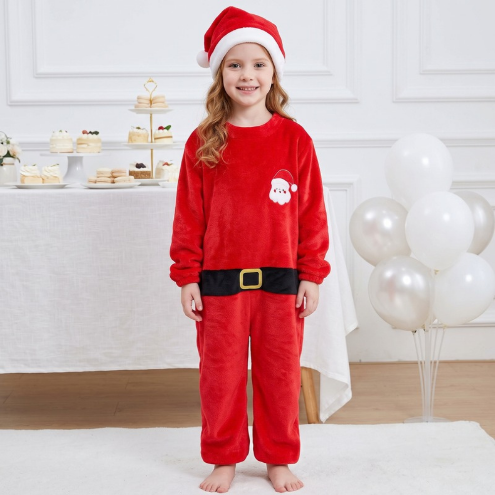 Lilo Flannel Christmas Pyjama Romper - Red Santa