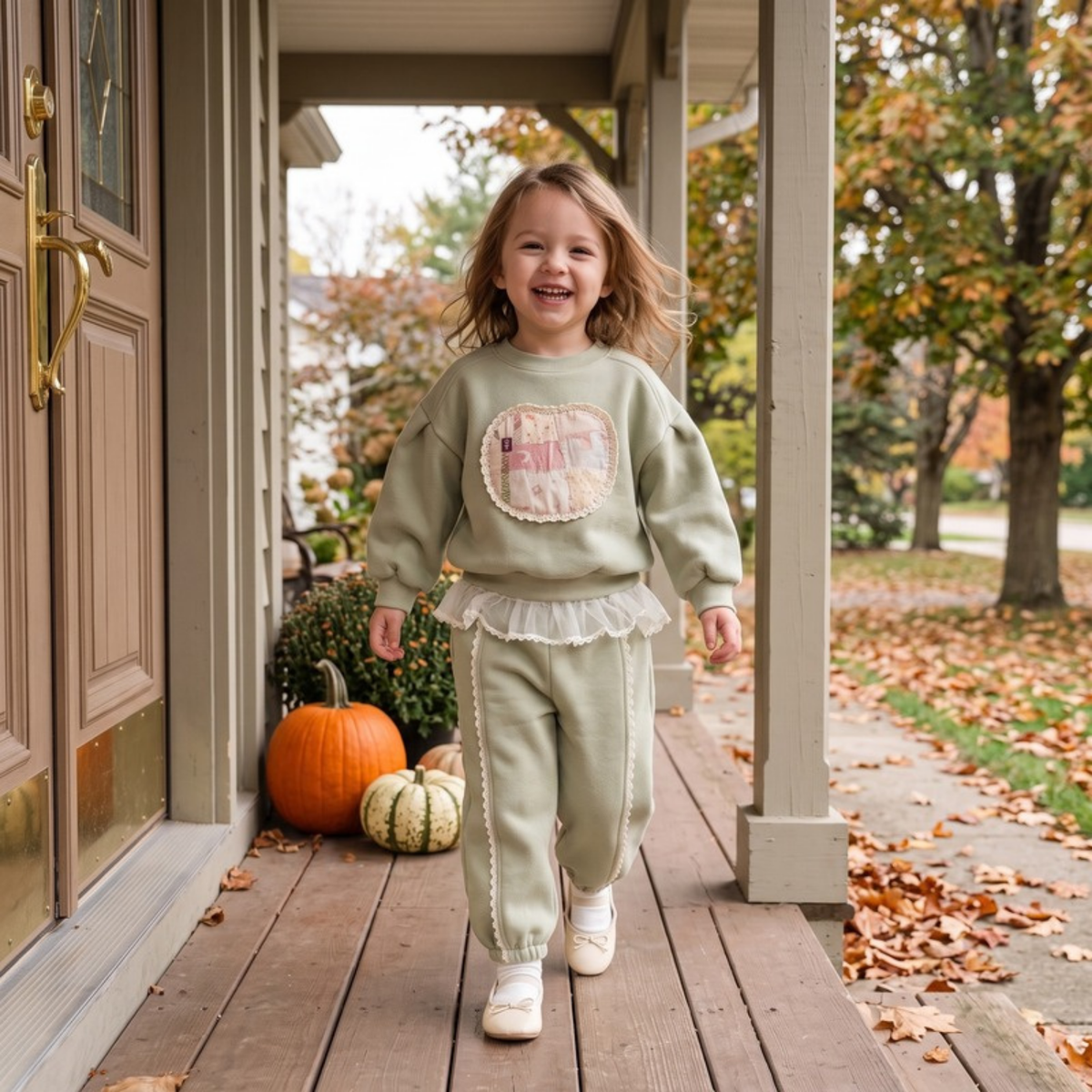 Lilo Fleece Sweatshirt and Pants Set - Sage Green