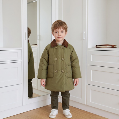 Lilo Double Breasted Padded Winter Coat - Army Green