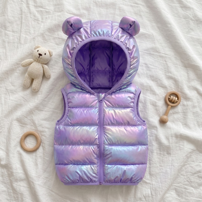 Lilo Hooded Puffer Vest - Iridescent Lilac