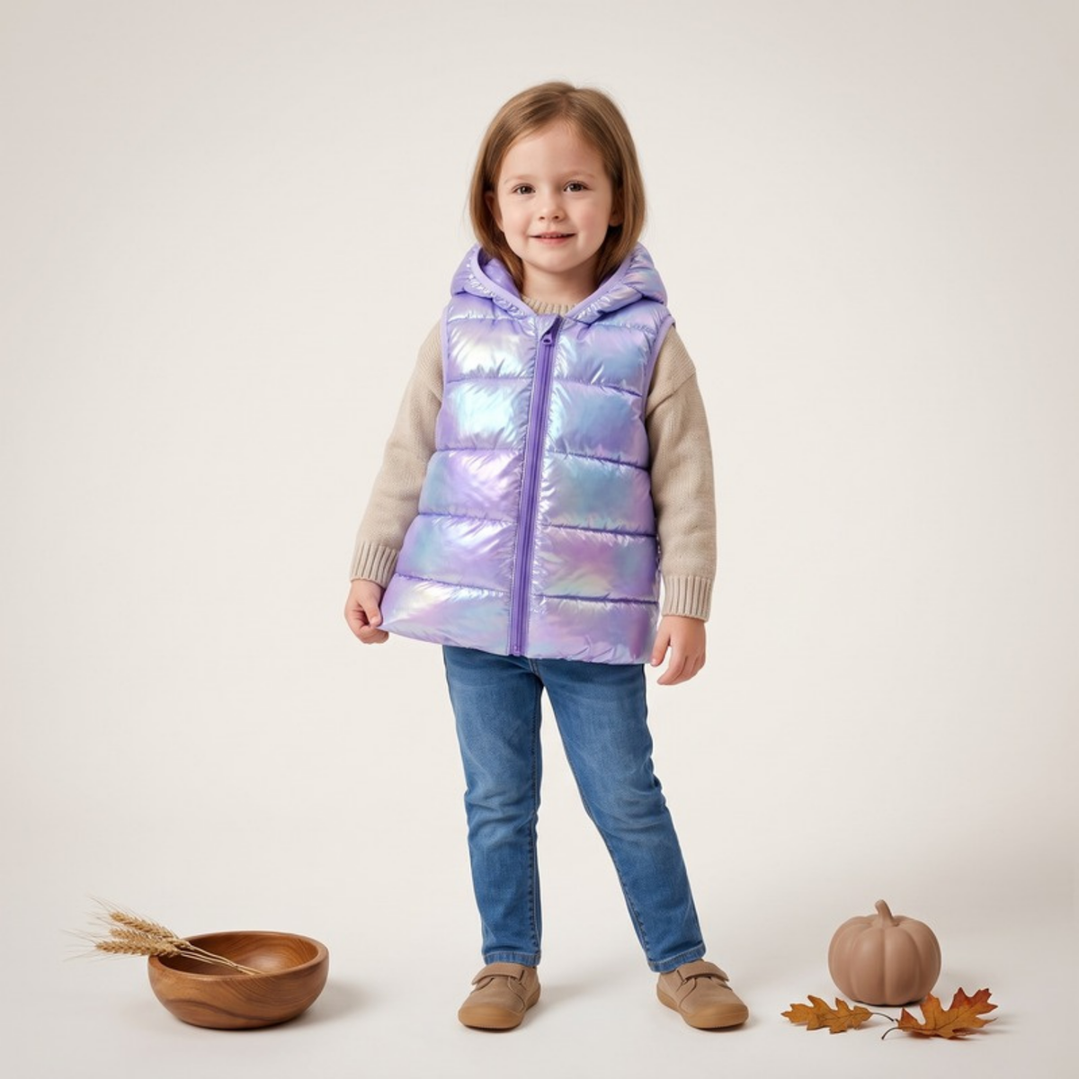 Lilo Hooded Puffer Vest - Iridescent Lilac
