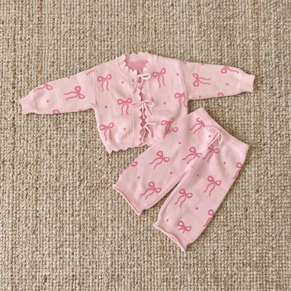 Lilo Bow Knit Cardigan Set
