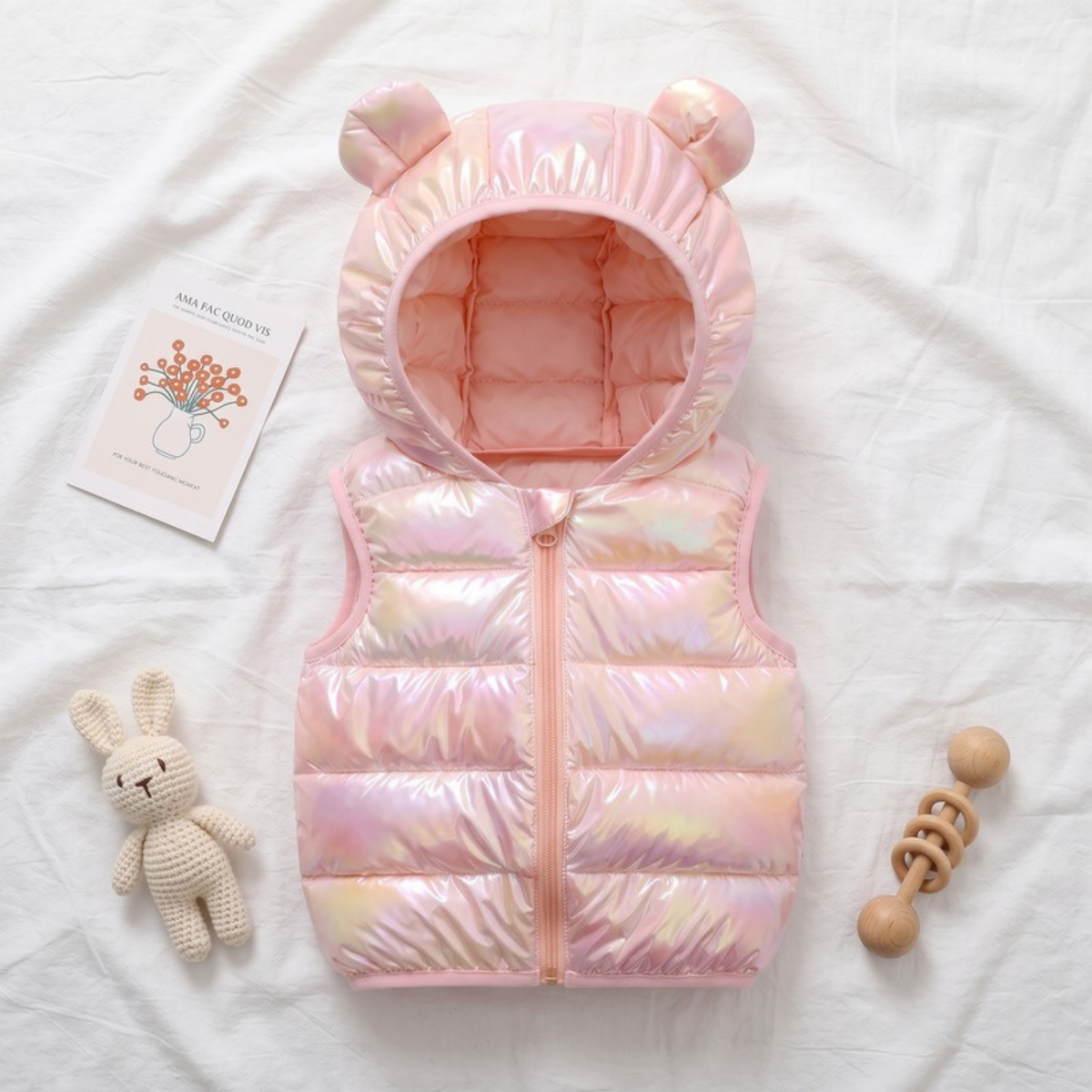 Lilo Hooded Puffer Vest - Pearl Pink