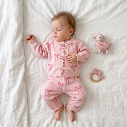 Lilo Bow Knit Cardigan Set