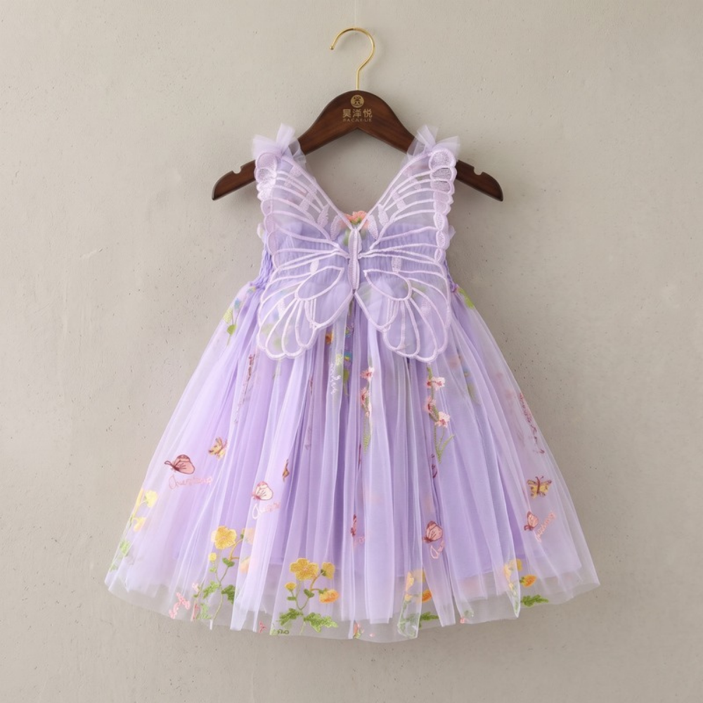 Lilo Embroidered Mesh Party Dress - Lilac