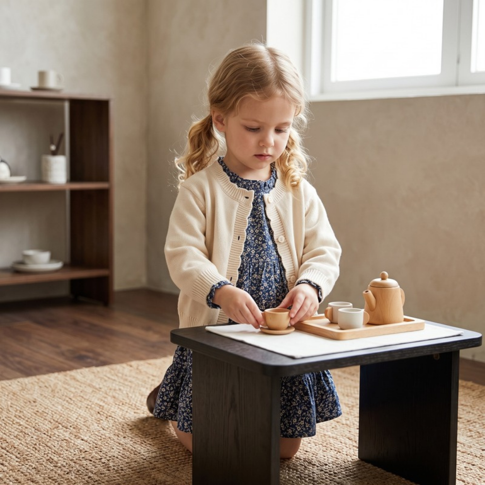 Lilo Crochet Knit Cardigan and Floral Dress Set - Ivory Navy Floral