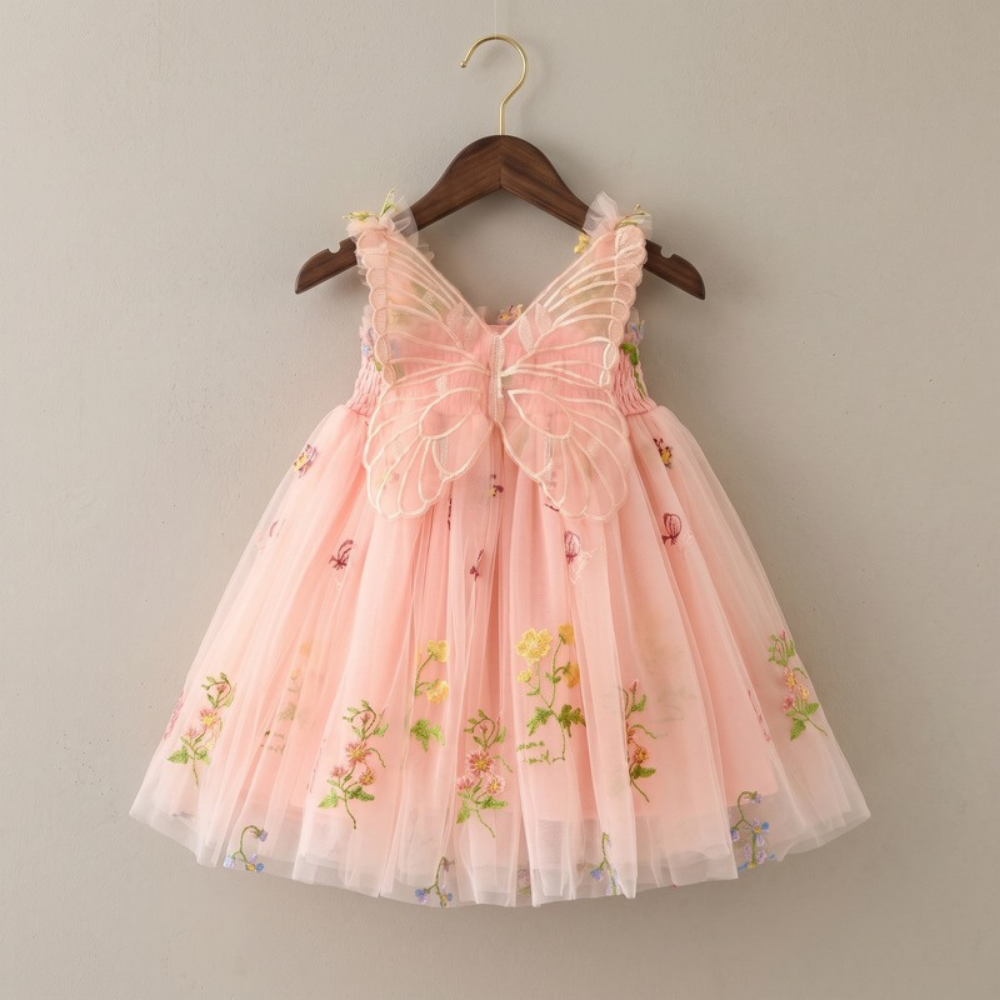 Lilo Embroidered Mesh Party Dress - Light Pink