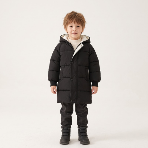 Lilo Kids Longline Padded Coat - Black