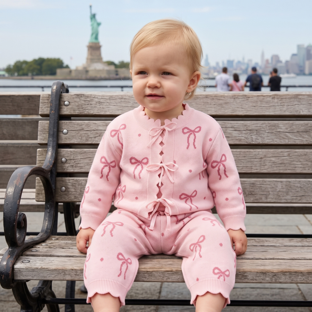 Lilo Bow Knit Cardigan Set