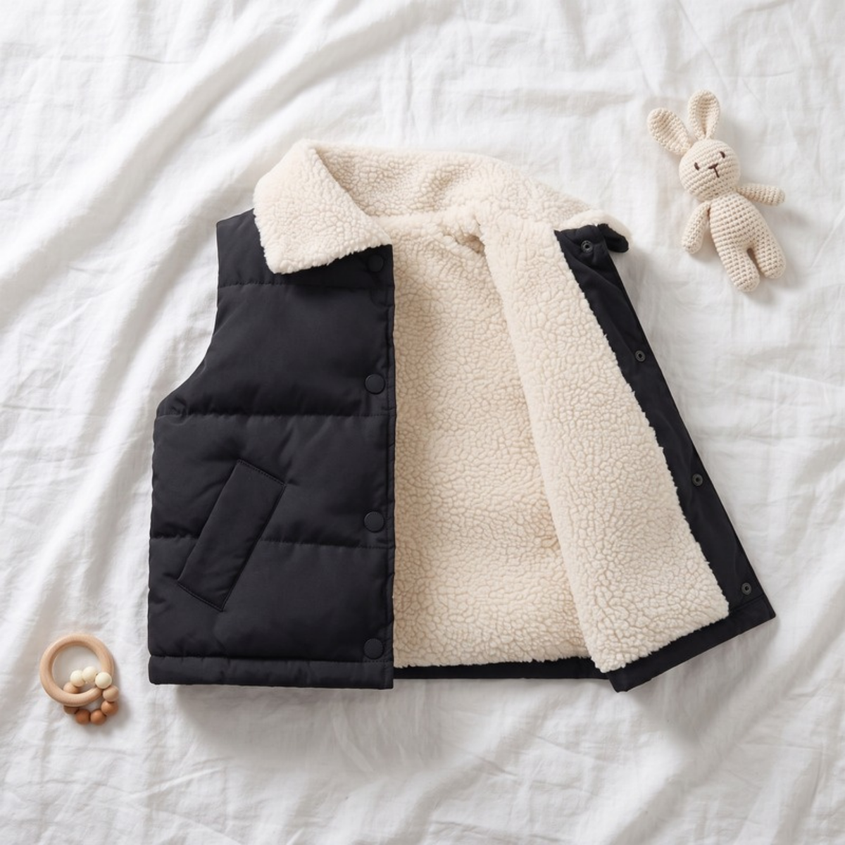 Lilo Lambswool Fleece Vest - Black