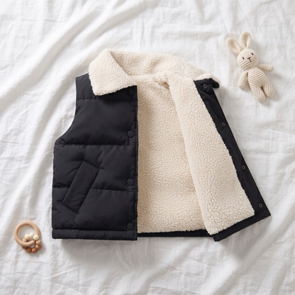 Lilo Lambswool Fleece Vest - Black
