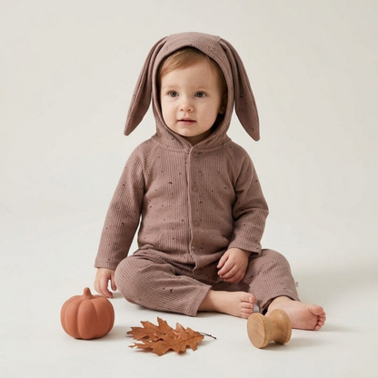 Lilo Rabbit Ear Cotton Jumpsuit - Cocoa