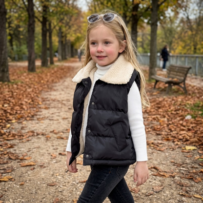 Lilo Lambswool Fleece Vest - Black