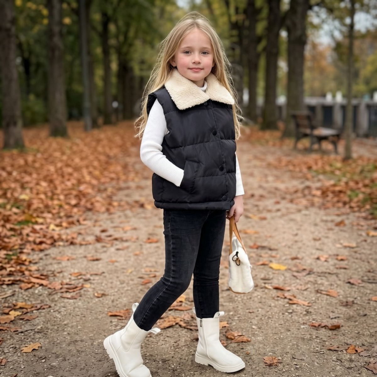 Lilo Lambswool Fleece Vest - Black