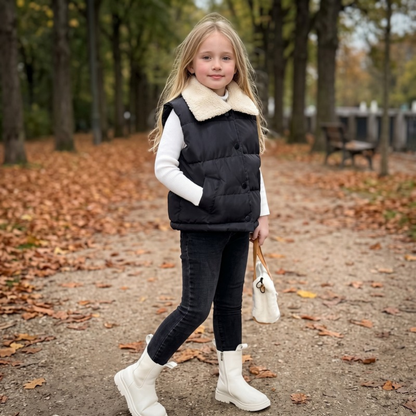 Lilo Lambswool Fleece Vest - Black