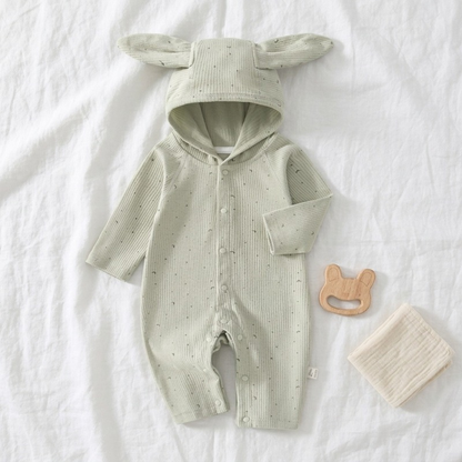 Lilo Rabbit Ear Cotton Jumpsuit - Sage