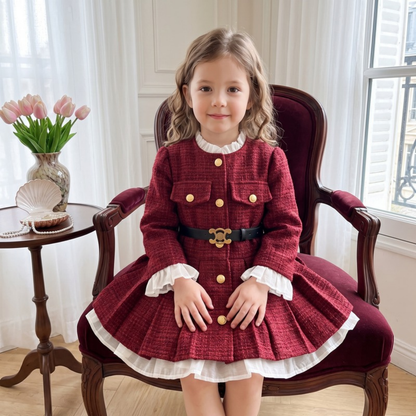 Lilo Fleece Lined Single Breasted Coat - Wine Red