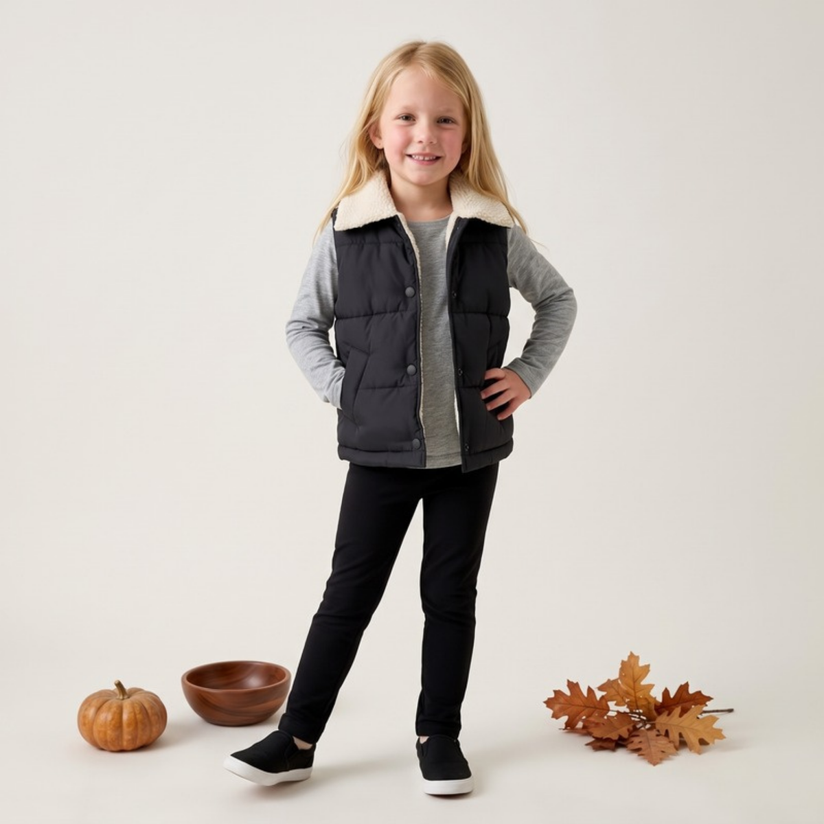 Lilo Lambswool Fleece Vest - Black