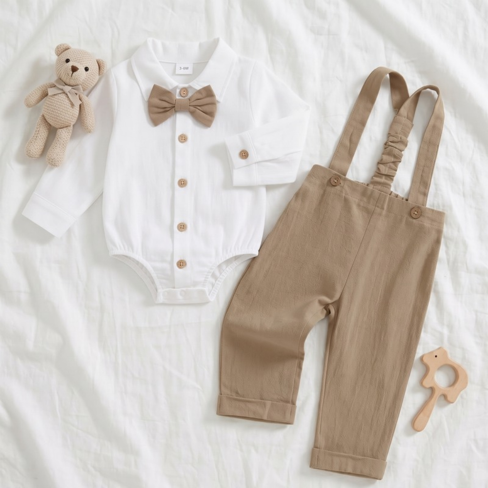 Lilo Bow Tie Shirt and Trouser Set - Khaki