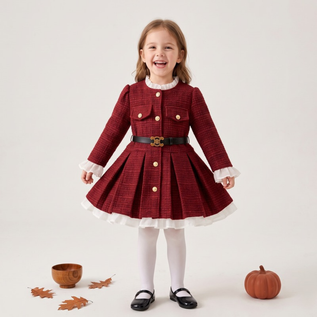 Lilo Fleece Lined Single Breasted Coat - Wine Red