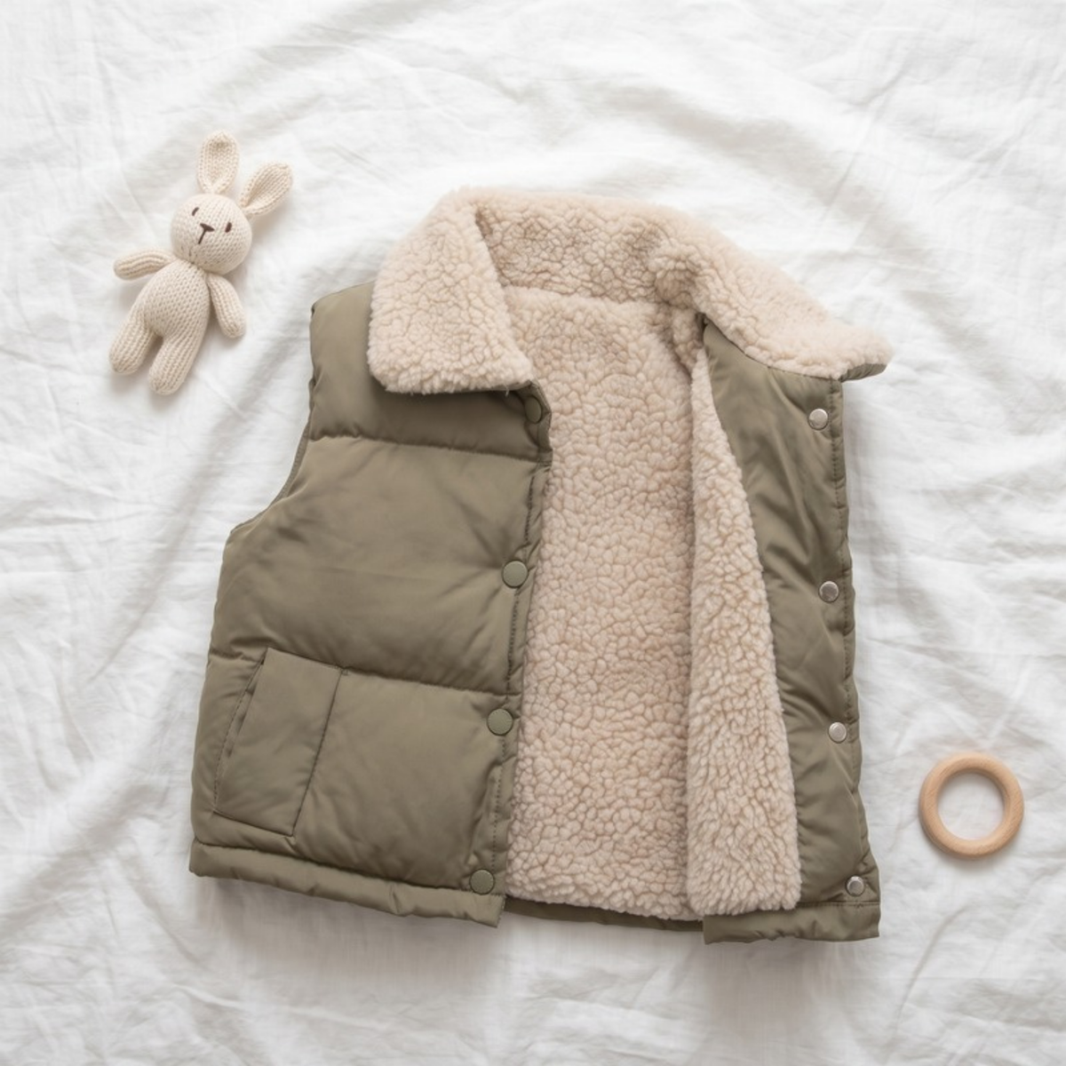 Lilo Lambswool Fleece Vest - Sage