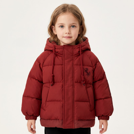 Lilo Windproof Hooded Winter Coat - Angora Red
