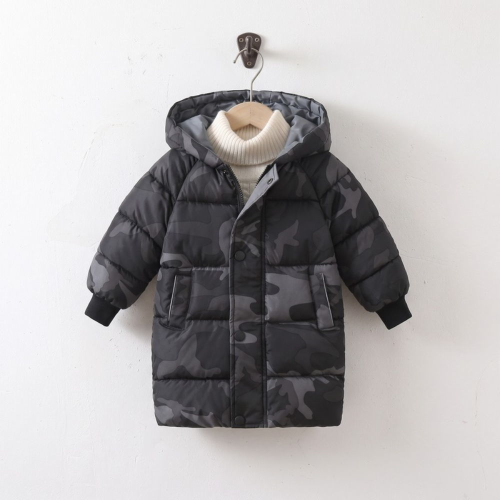 Lilo Kids Longline Padded Coat - Grey Camo