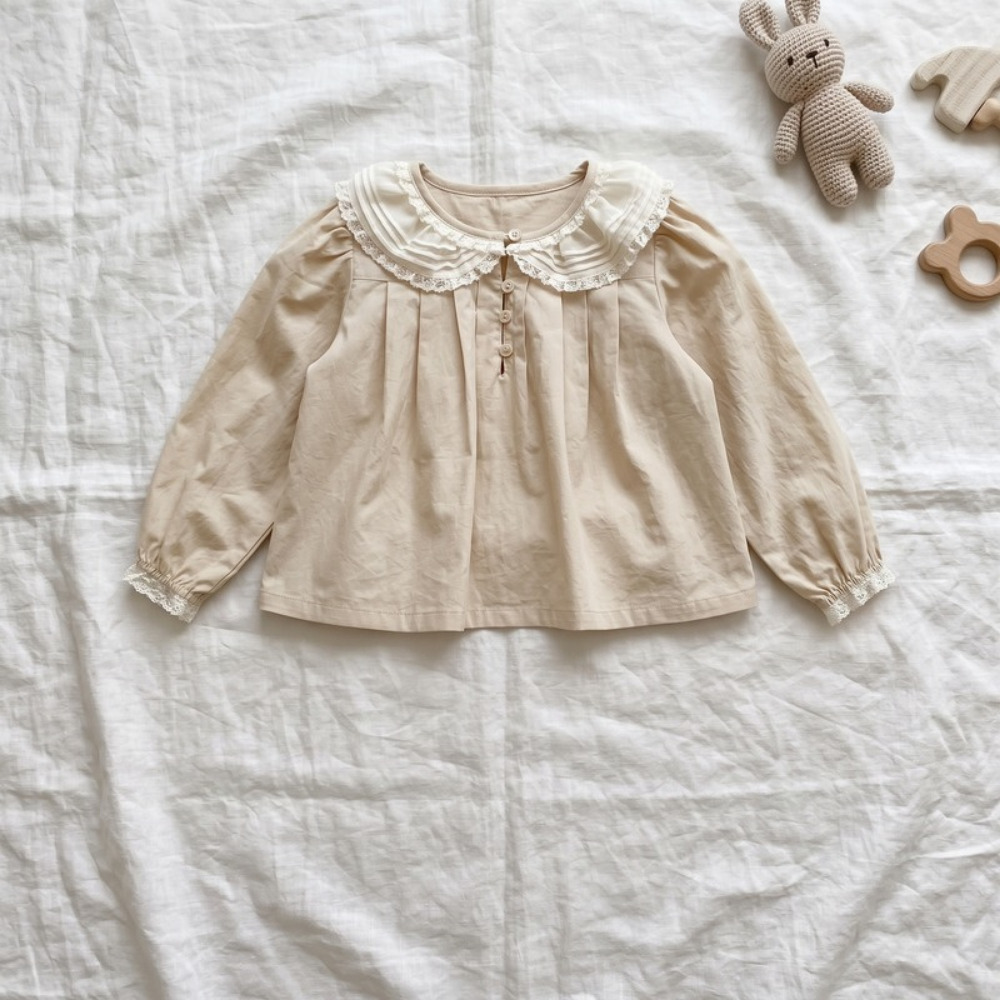 Lilo Dolly Girls Collar Blouse - Beige