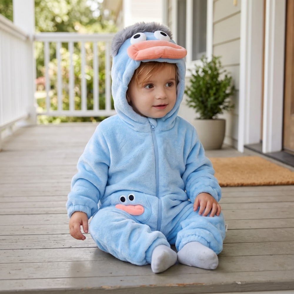 Lilo Monster Hooded Onesie - Blue Monster