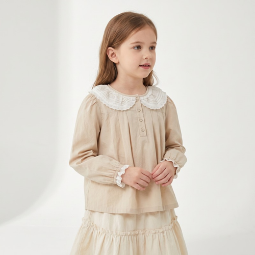 Lilo Dolly Girls Collar Blouse - Beige