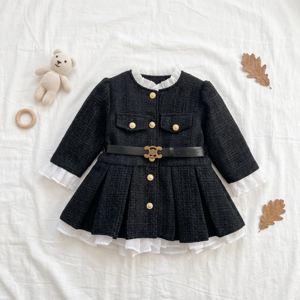 Lilo Fleece Lined Single Breasted Coat - Black