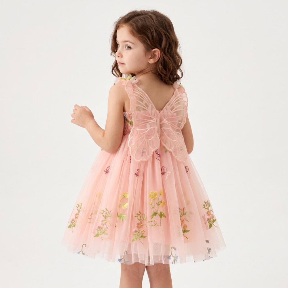 Lilo Embroidered Mesh Party Dress - Light Pink