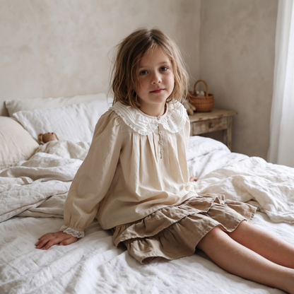 Lilo Dolly Girls Collar Blouse - Beige