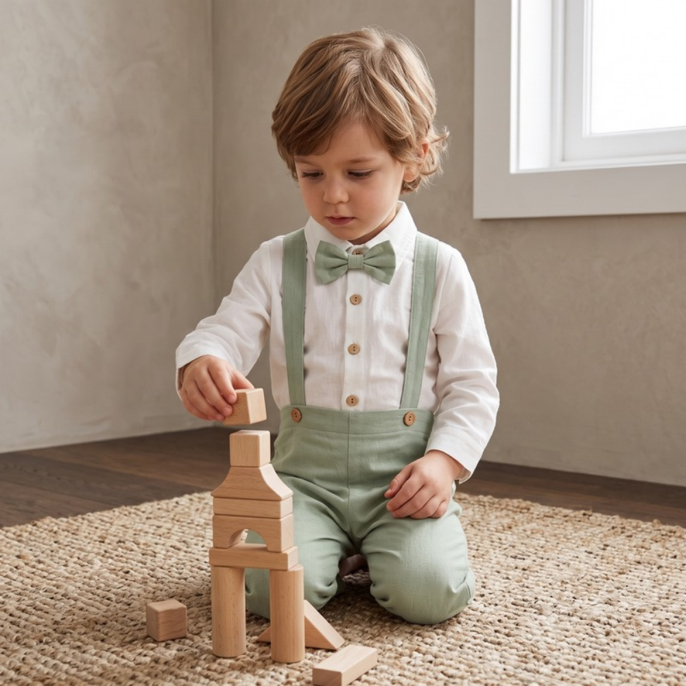 Lilo Bow Tie Shirt and Trouser Set - Light Green