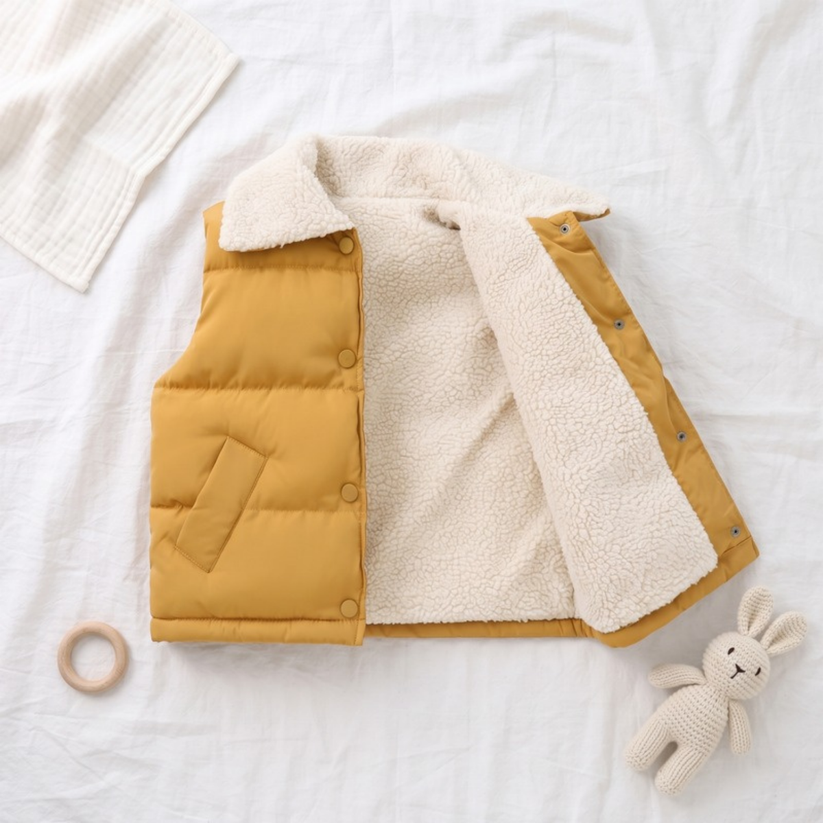Lilo Lambswool Fleece Vest - Mustard