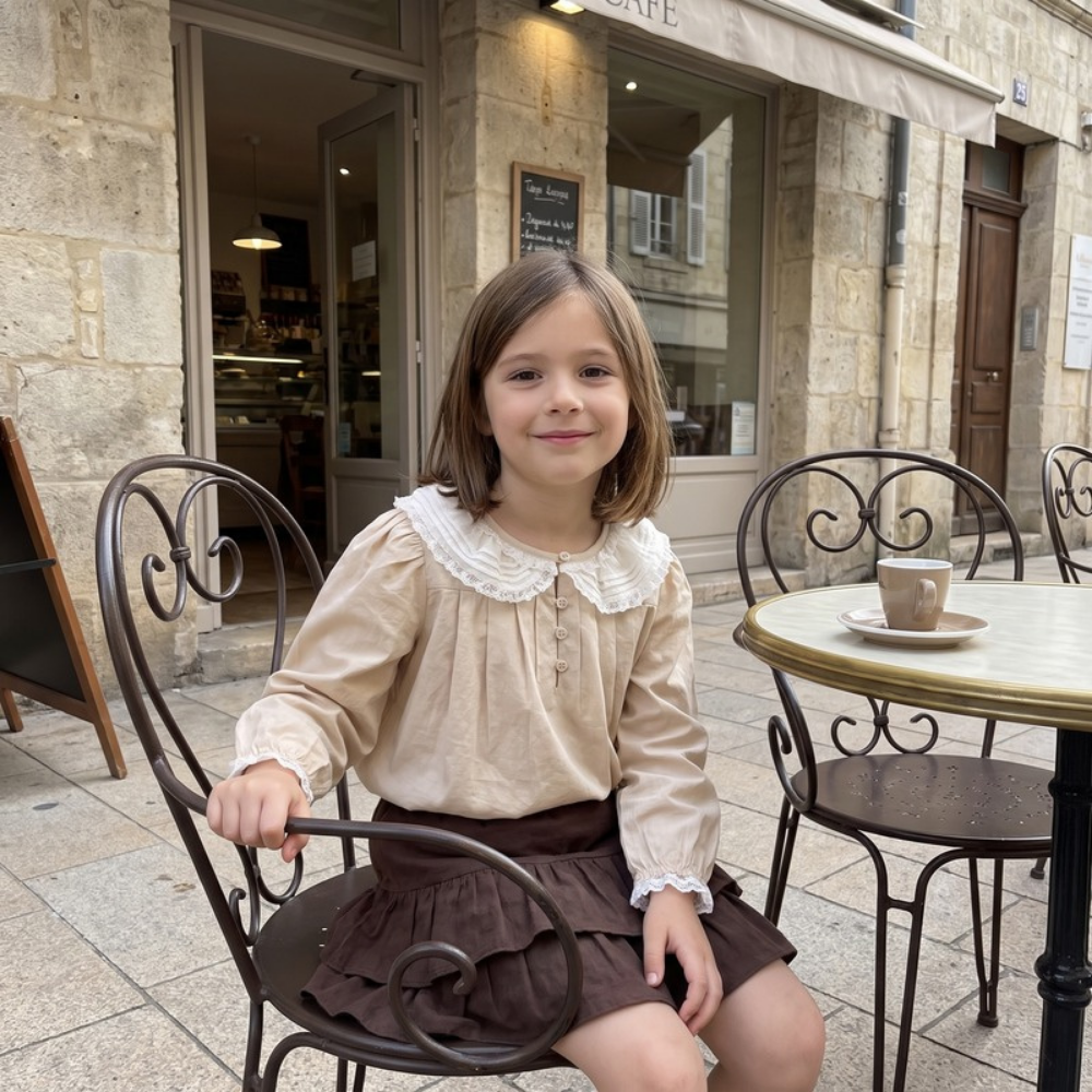 Lilo Dolly Girls Collar Blouse - Beige