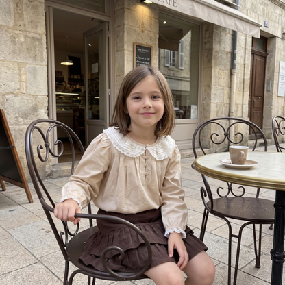 Lilo Dolly Girls Collar Blouse - Beige