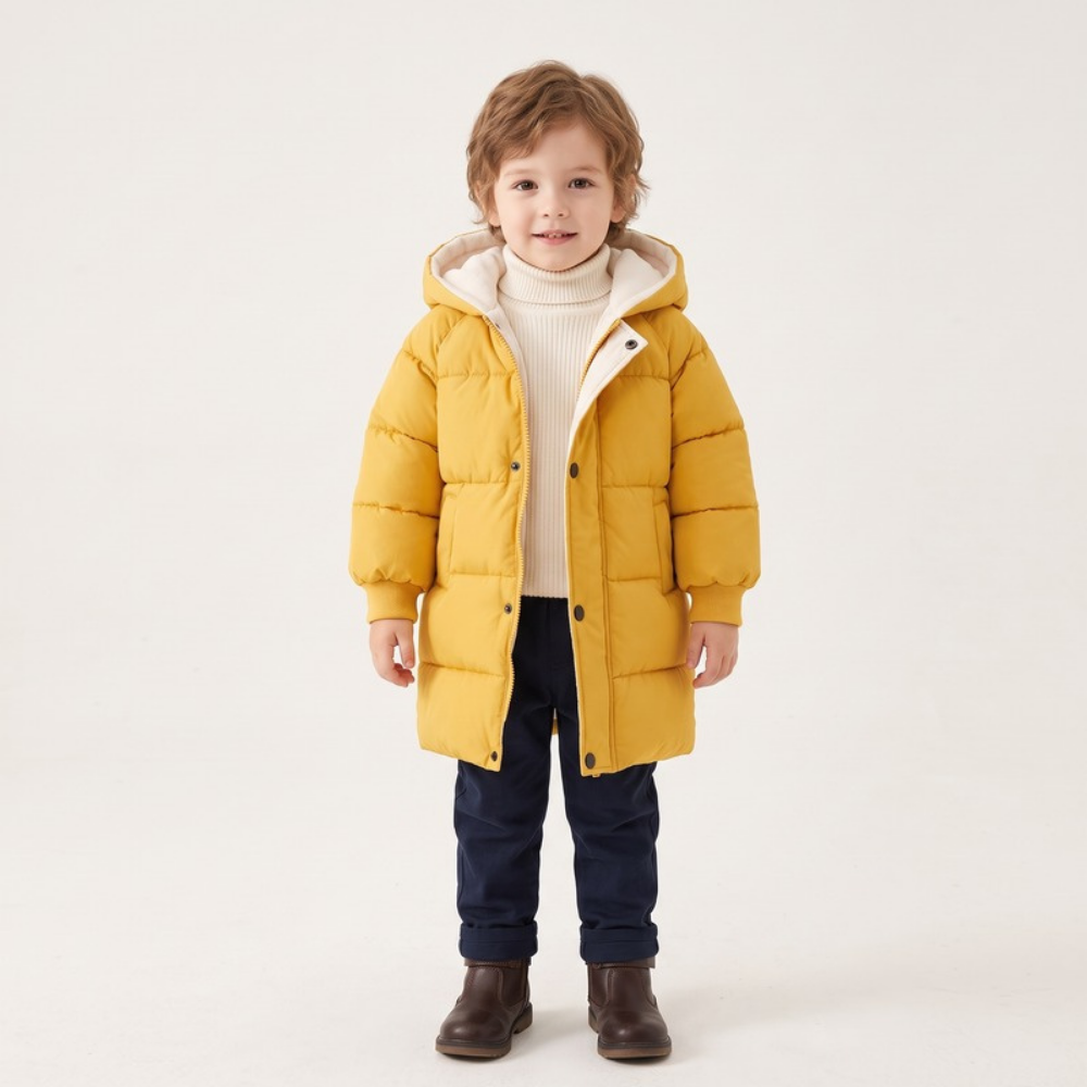 Lilo Kids Longline Padded Coat - Mustard Yellow
